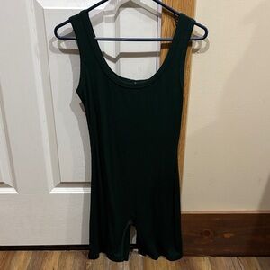 Women's Green Ribbed Romper